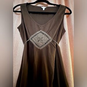 Kookia France Brown Embroidered Mid Length Dress Black Size Medium